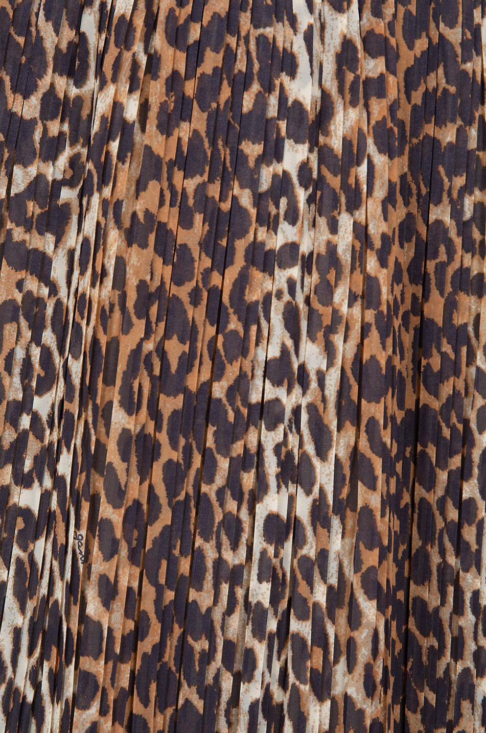 GANNI Leopard pleated georgette midi skirt Women BROWN 3