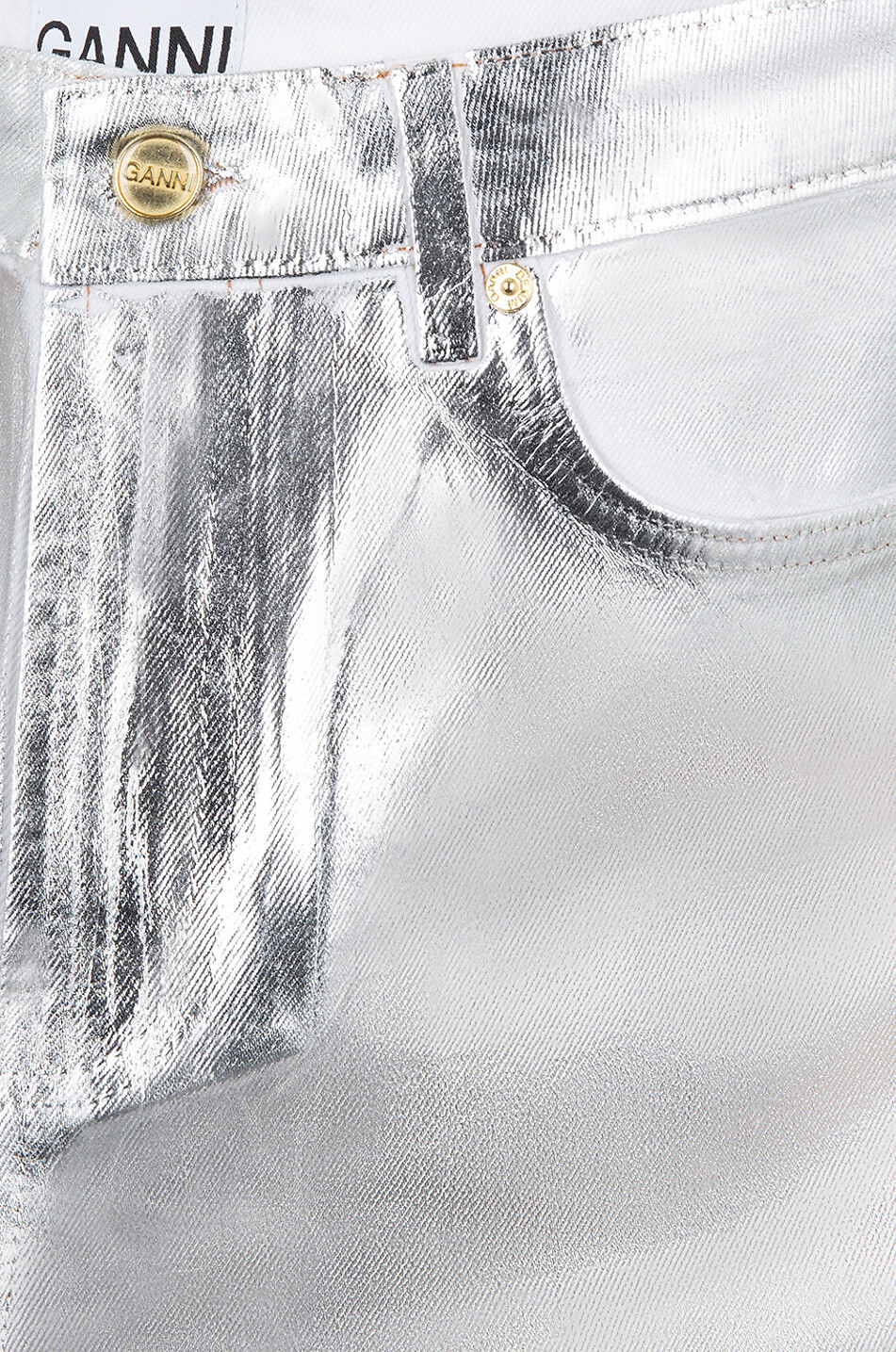 Jean carotte en denim enduit Stary Silver Foil