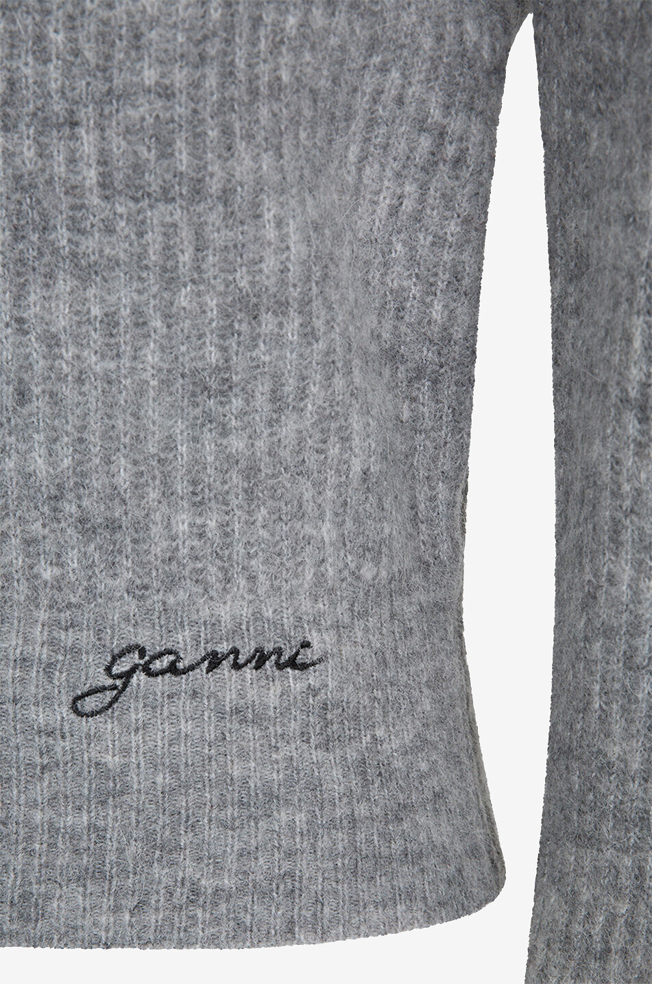 GANNI Pull côtelé à encolure coeur Femme GRIS 3