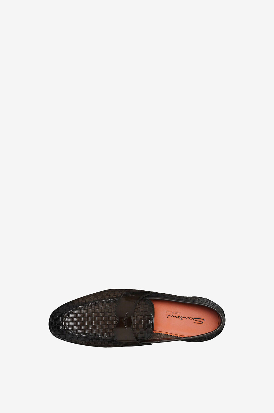 SANTONI Brushed braided leather loafers Men DARK BROWN 3