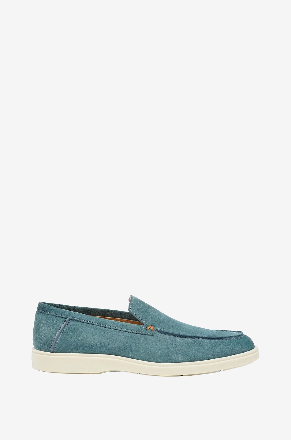 SANTONI Nubuck leather loafers with rubber soles Men MEDIUM BLUE 1