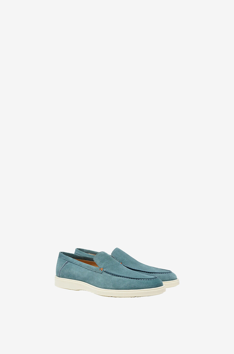 SANTONI Nubuck leather loafers with rubber soles Men MEDIUM BLUE 2