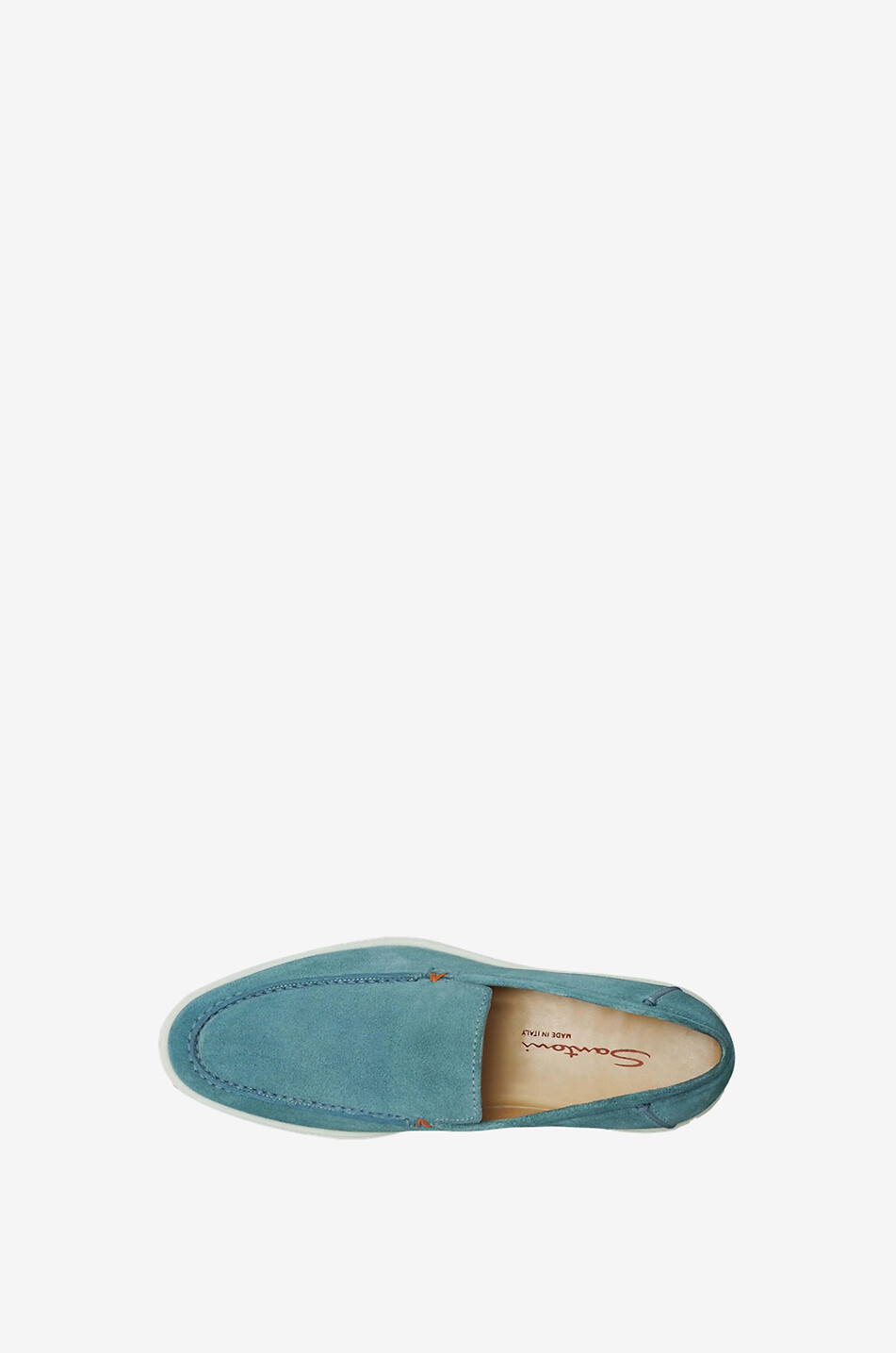 SANTONI Nubuck leather loafers with rubber soles Men MEDIUM BLUE 3