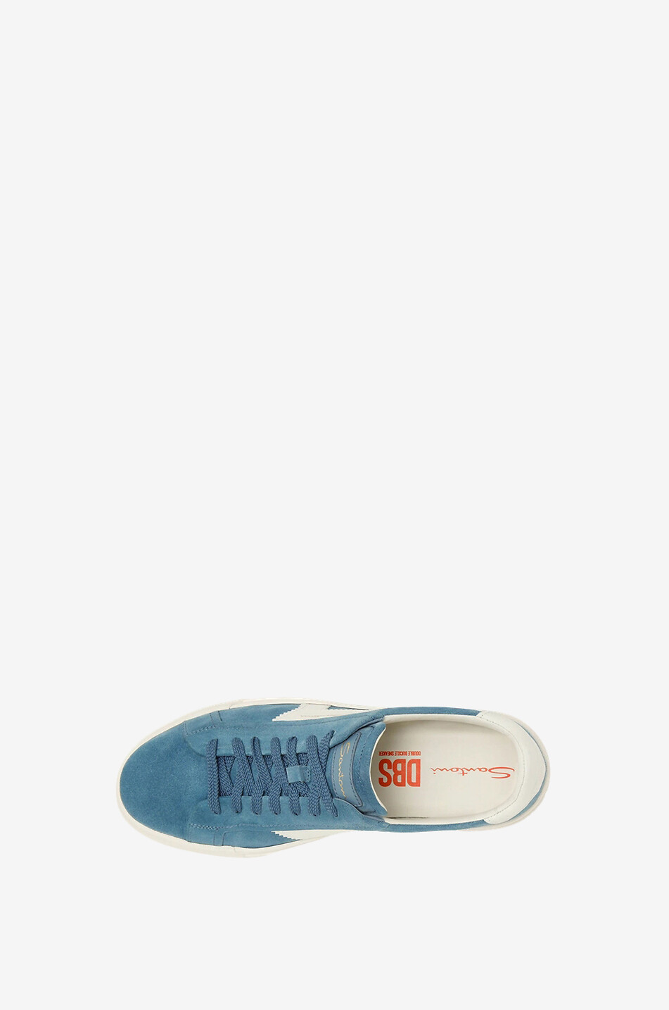SANTONI Double Buckle low-top lace-up suede and leather sneakers Men LIGHT BLUE 3
