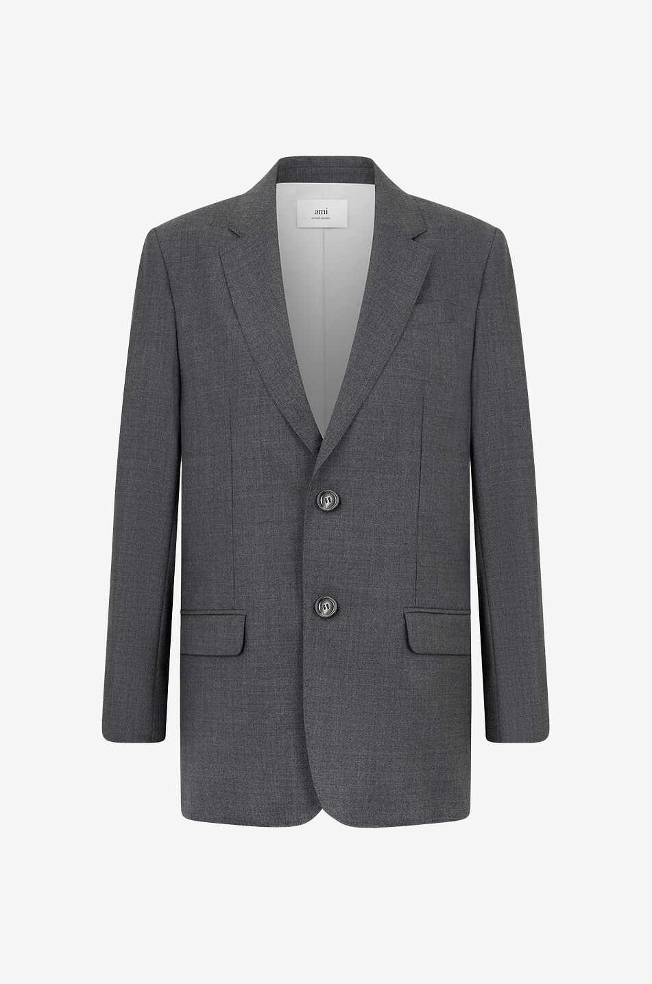 AMI Blazer oversize en laine chinée à boutonnage simple Femme GRIS FONCÉ 1