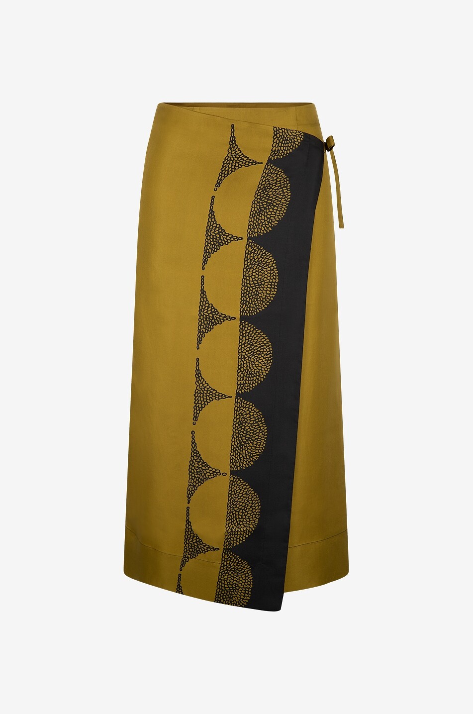 Jupe portefeuille midi en soie imprimée Tensi Pochoir