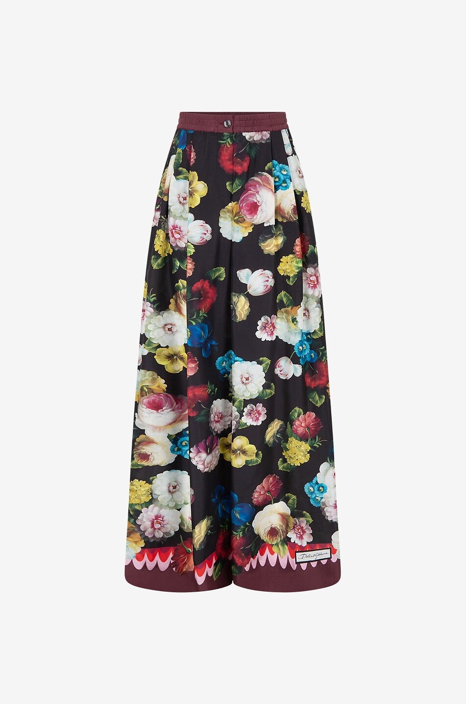 DOLCE & GABBANA Pantalon large en soie imprimé Roseraie Femme MULTICOLORE 1