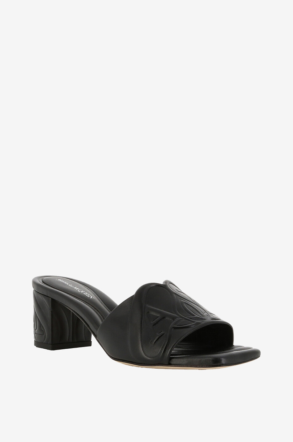 Mules à talon carré en cuir nappa Seal 55