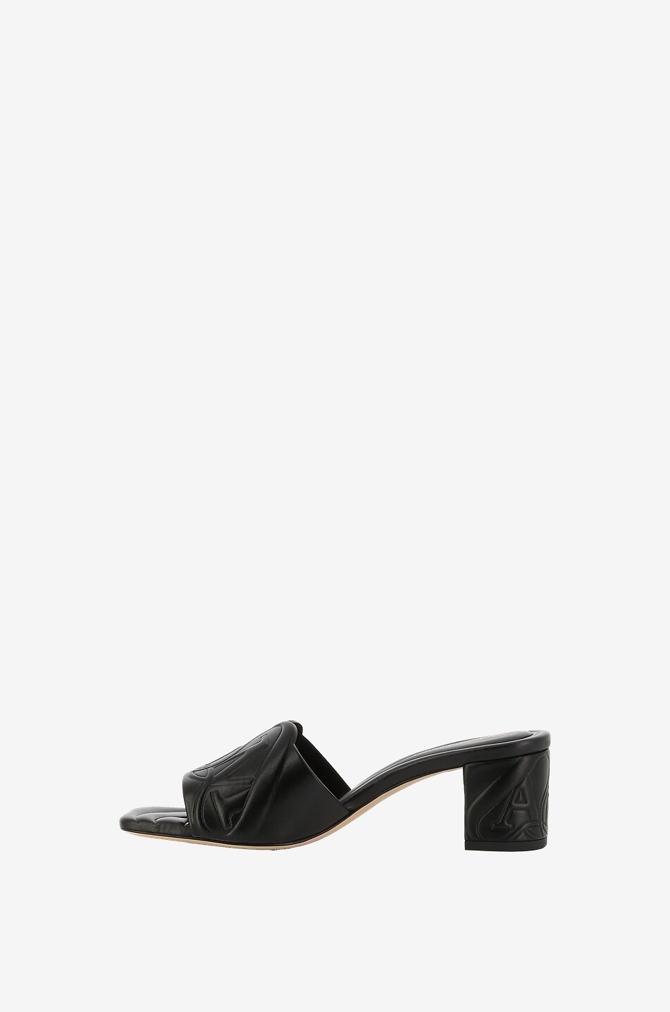 Mules à talon carré en cuir nappa Seal 55