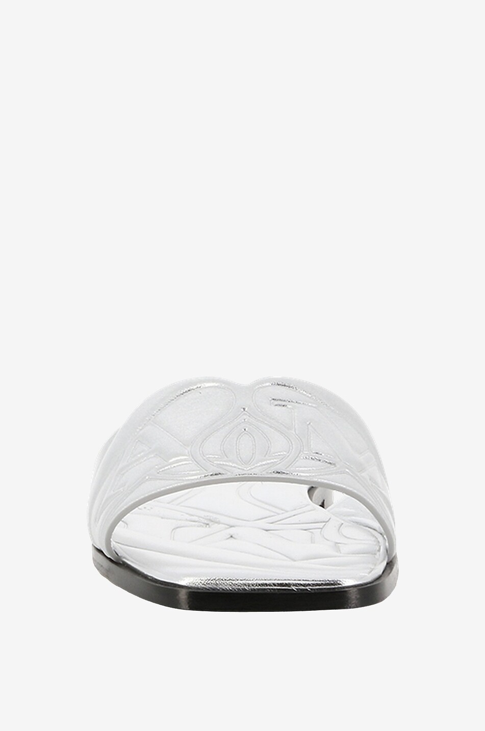 ALEXANDER McQUEEN Seal quilted flat metallic leather slides Women SILVER 2