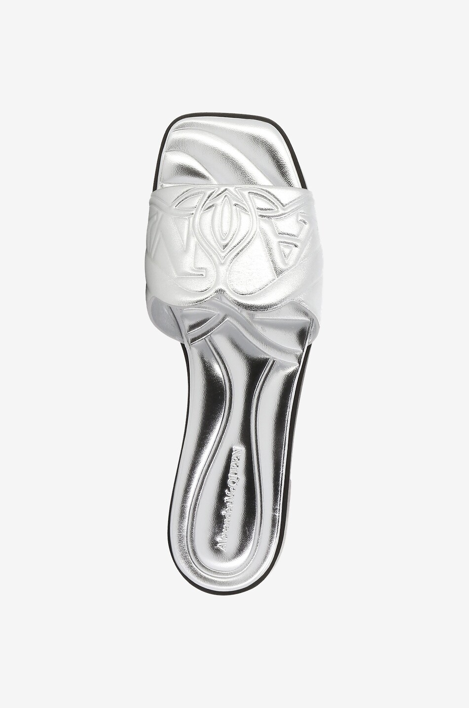 Seal quilted flat metallic leather slides