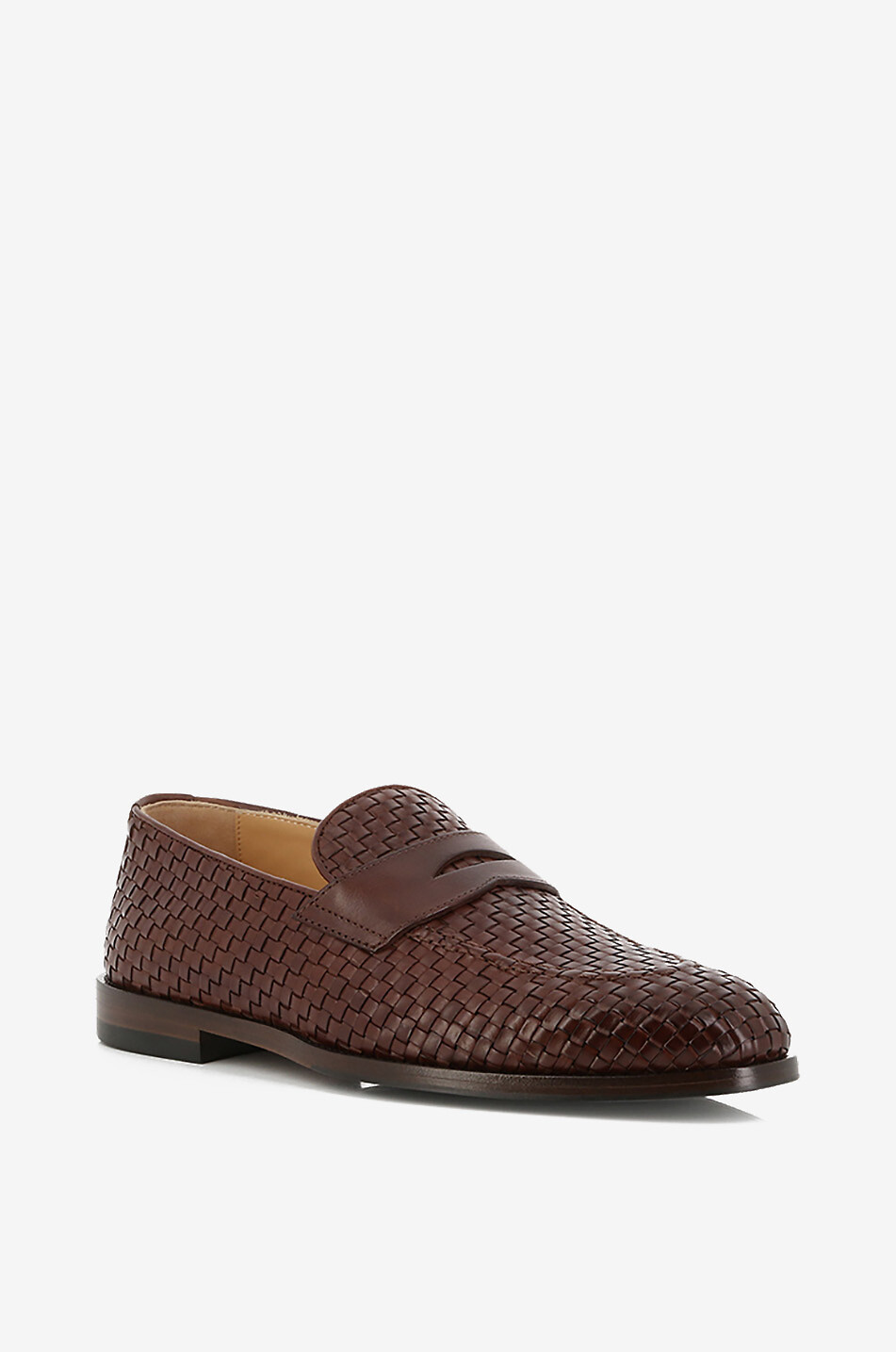 BRUNELLO CUCINELLI Penny Loafers in woven calfskin Men LIGHT BROWN 1