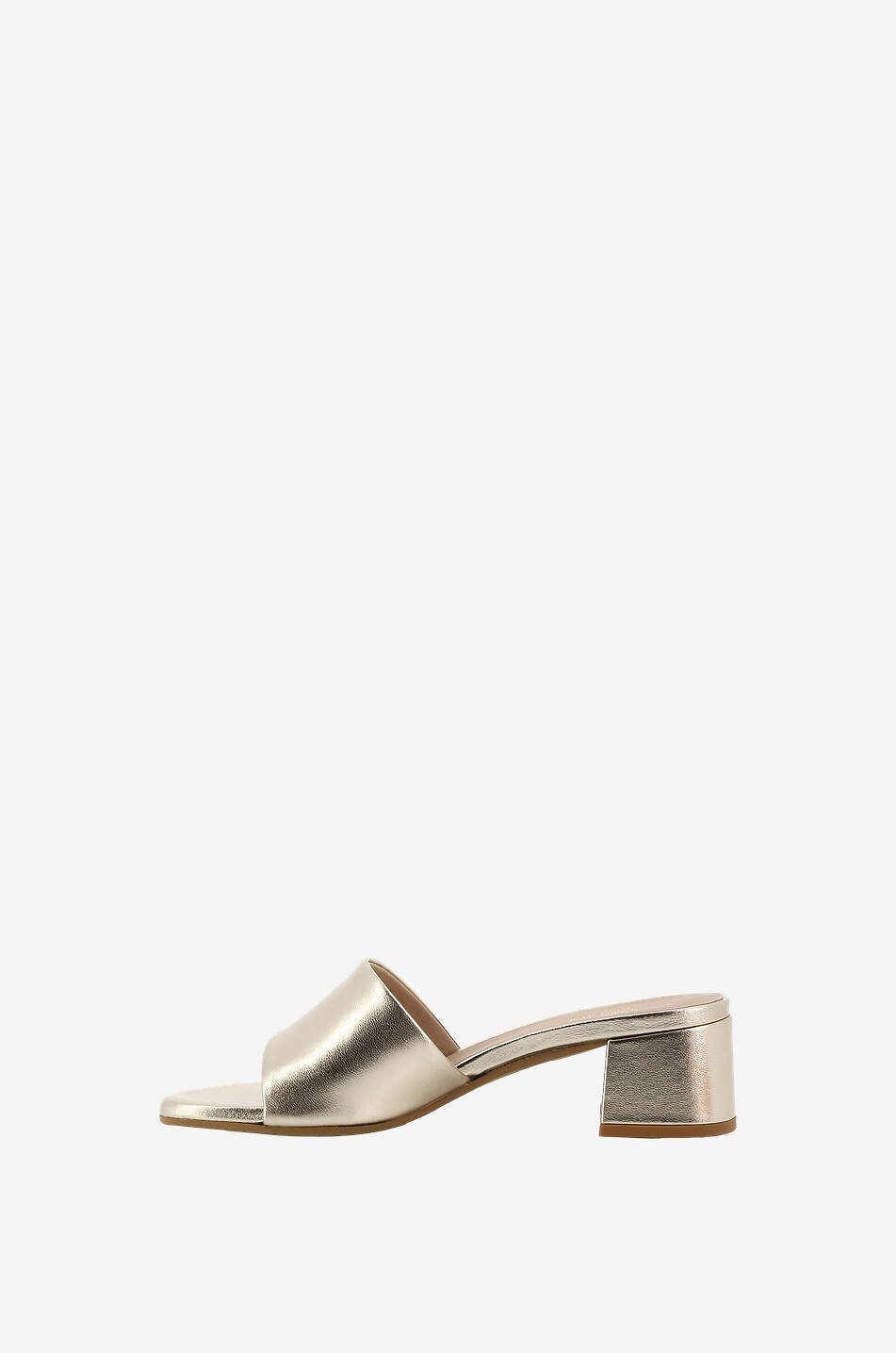 Metallic-Leder-Pantoletten mit Blockabsatz Connys 45