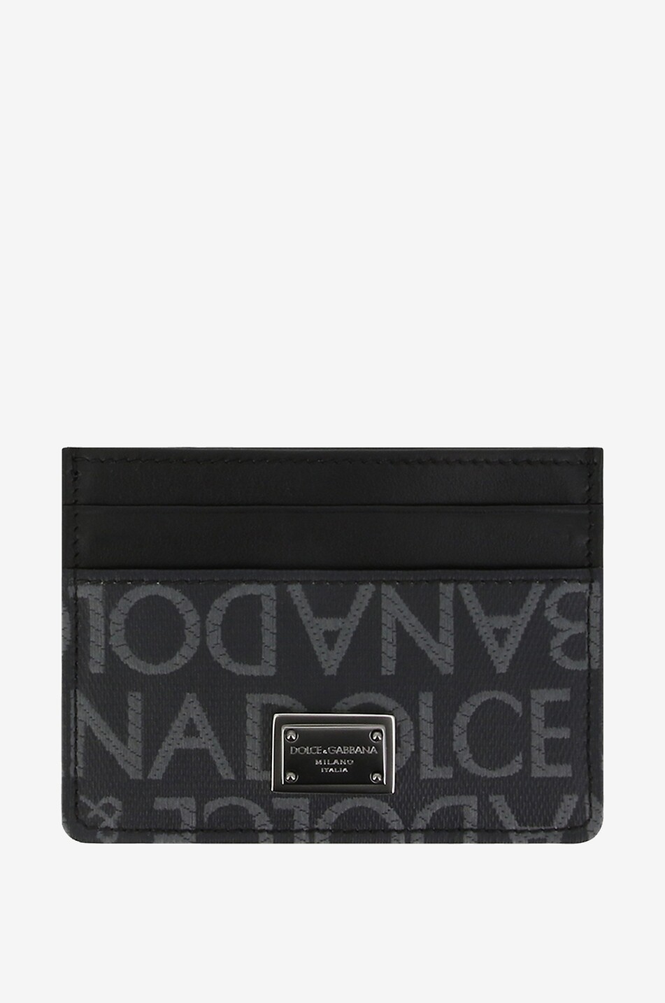DOLCE & GABBANA Logo patterned jacquard and leather card case Men BLACK 1