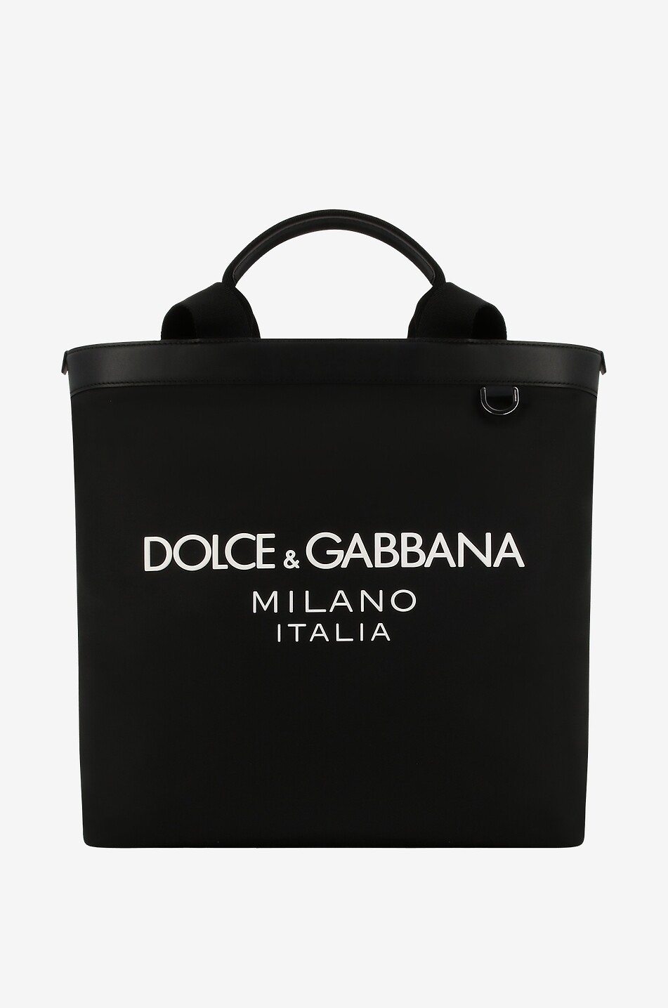 Sac cabas zippé en nylon et cuir à logo en gomme
