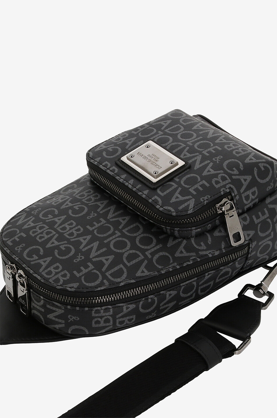 Coated logo jacquard and leather cross body bag