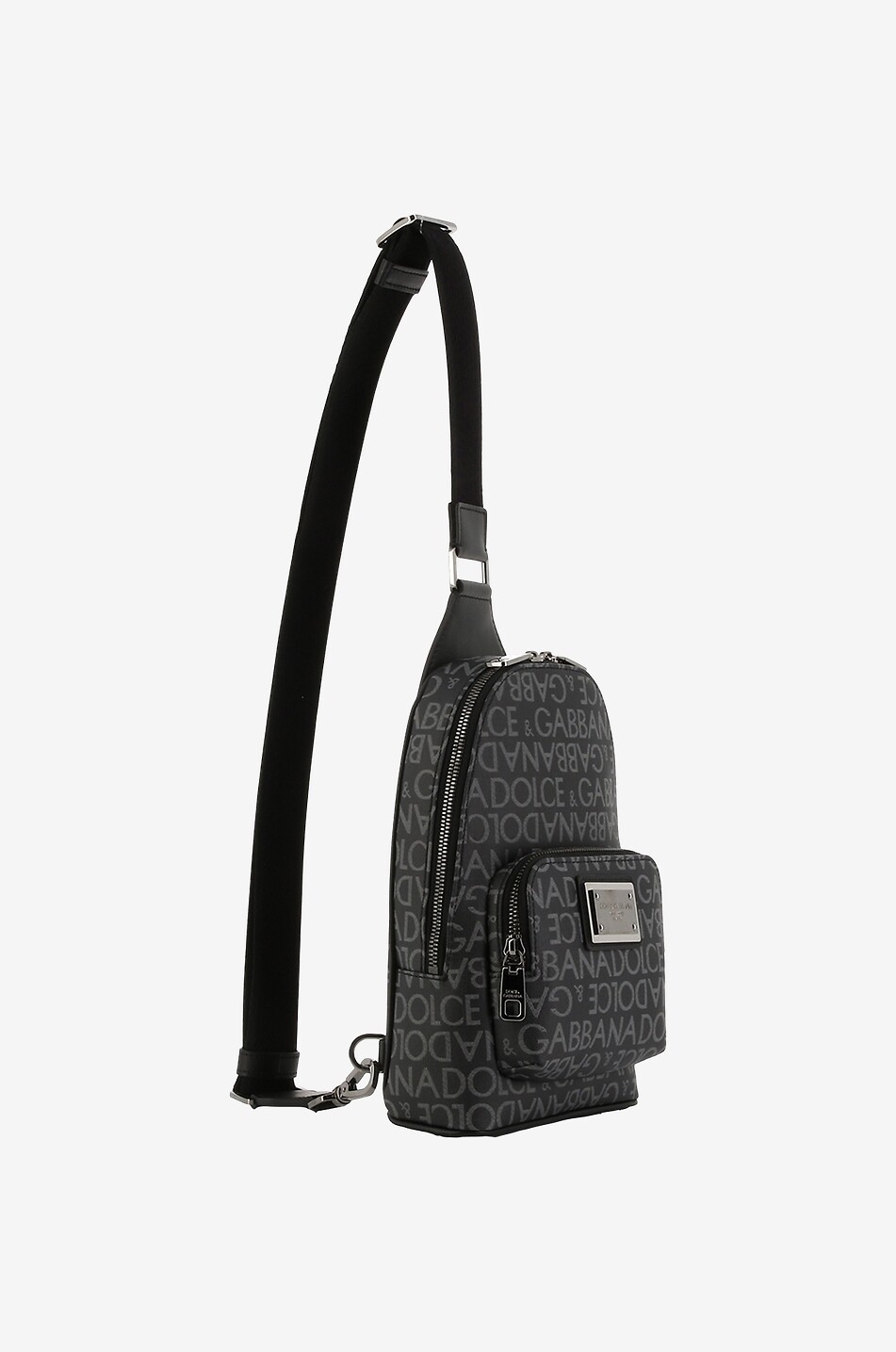 Coated logo jacquard and leather cross body bag