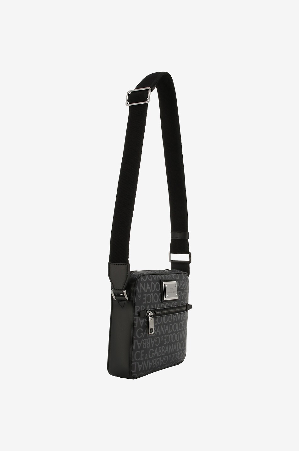 DOLCE & GABBANA Compact cross-body bag in coated logo jacquard and leather Men BLACK 2