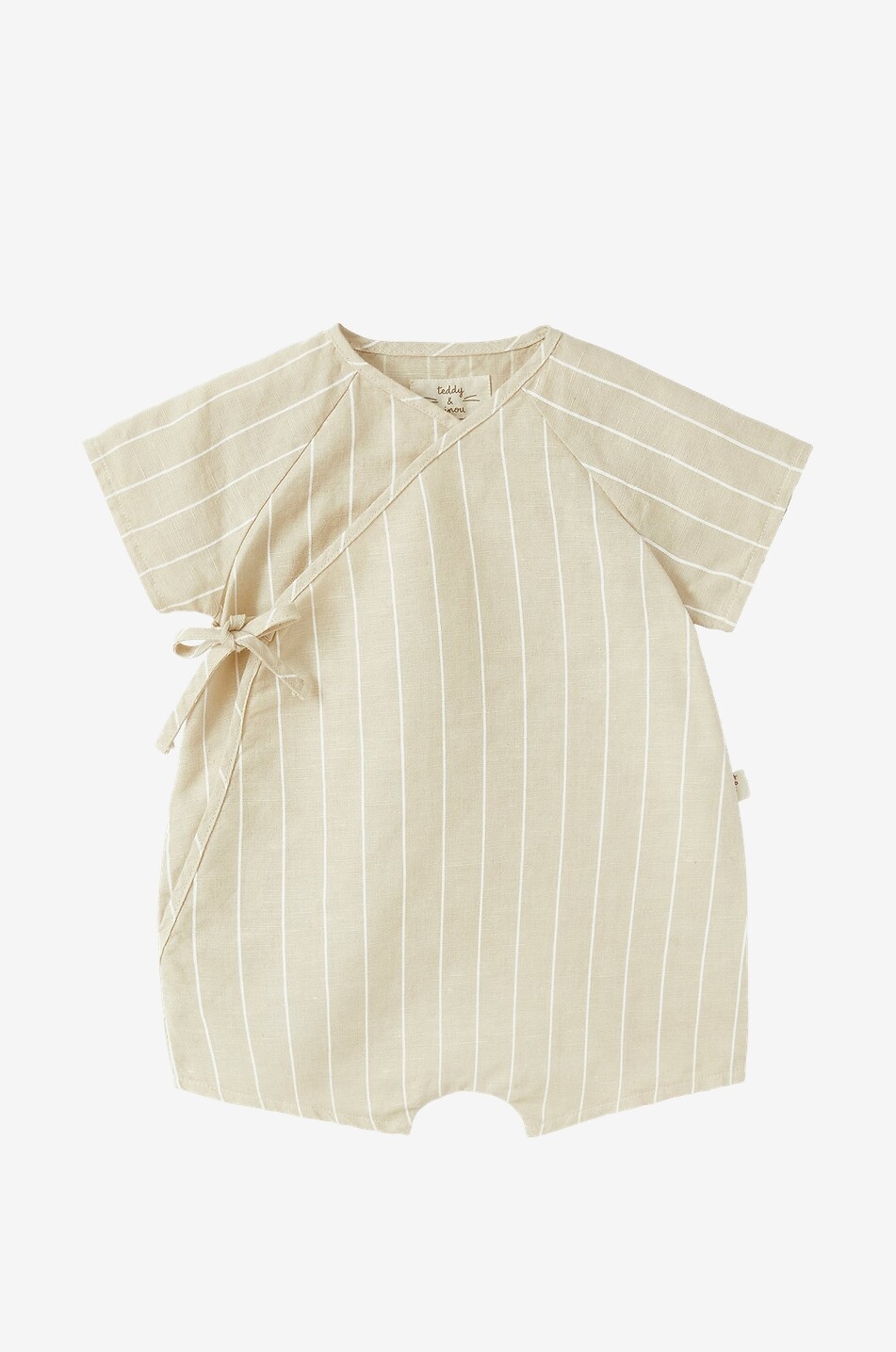 Pinstripe linen and cotton baby playsuit