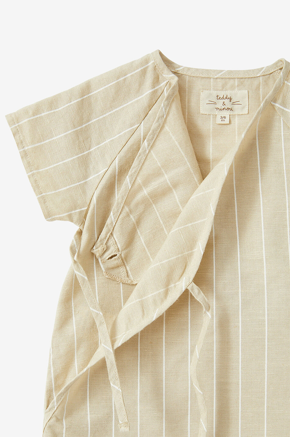 Pinstripe linen and cotton baby playsuit