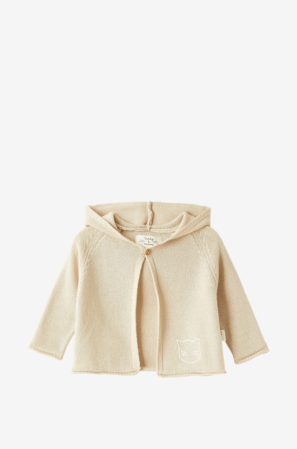 Baby-Kapuzencardigan mit Katzenstickerei