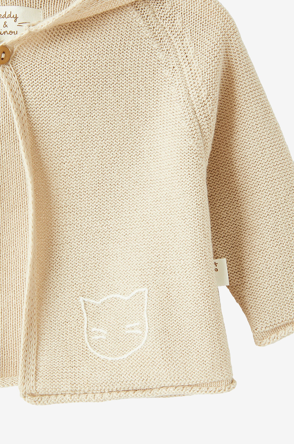 Baby-Kapuzencardigan mit Katzenstickerei