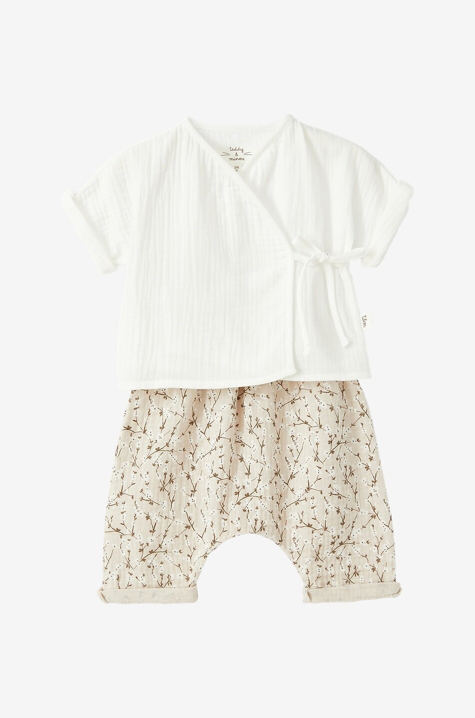 Pantalon fleuri et blouse portefeuille bébé