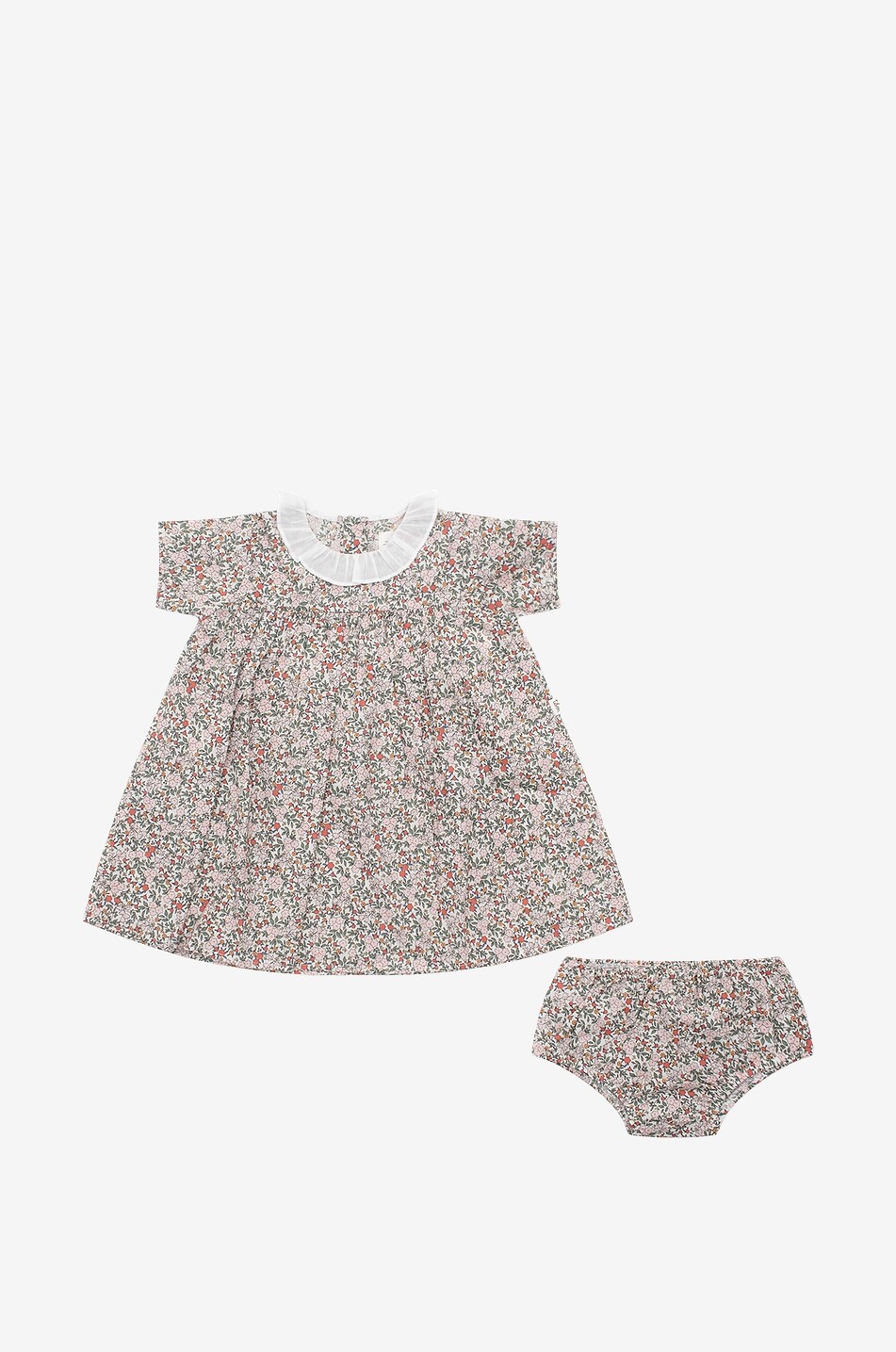 Geblümtes Baby-Kleid mit Bloomers aus recycelter Baumwolle