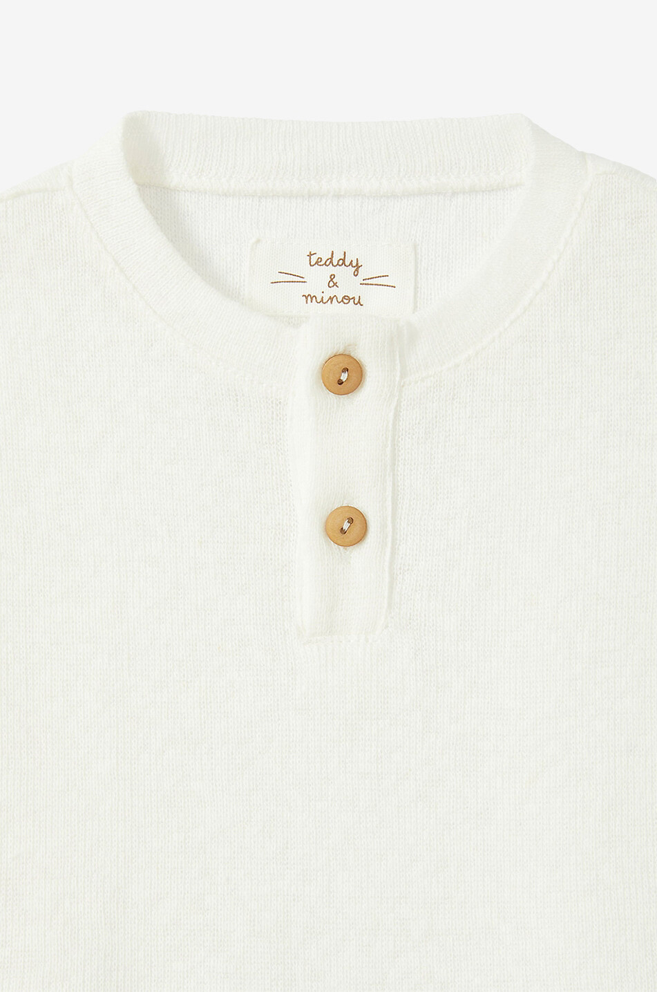 TEDDY & MINOU T-shirt bébé à col rond boutonné Bébé BLANC CASSE 3