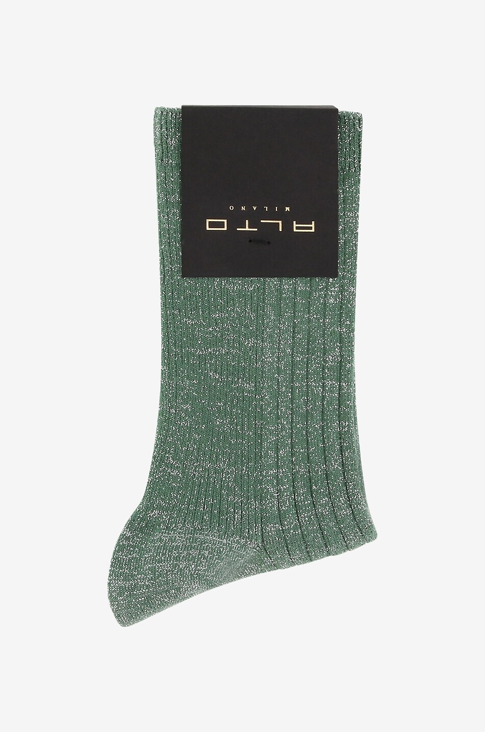 ALTO MILANO Kurze glitzernde Baumwollsocken N°92 Damen HELLGRÜN 1