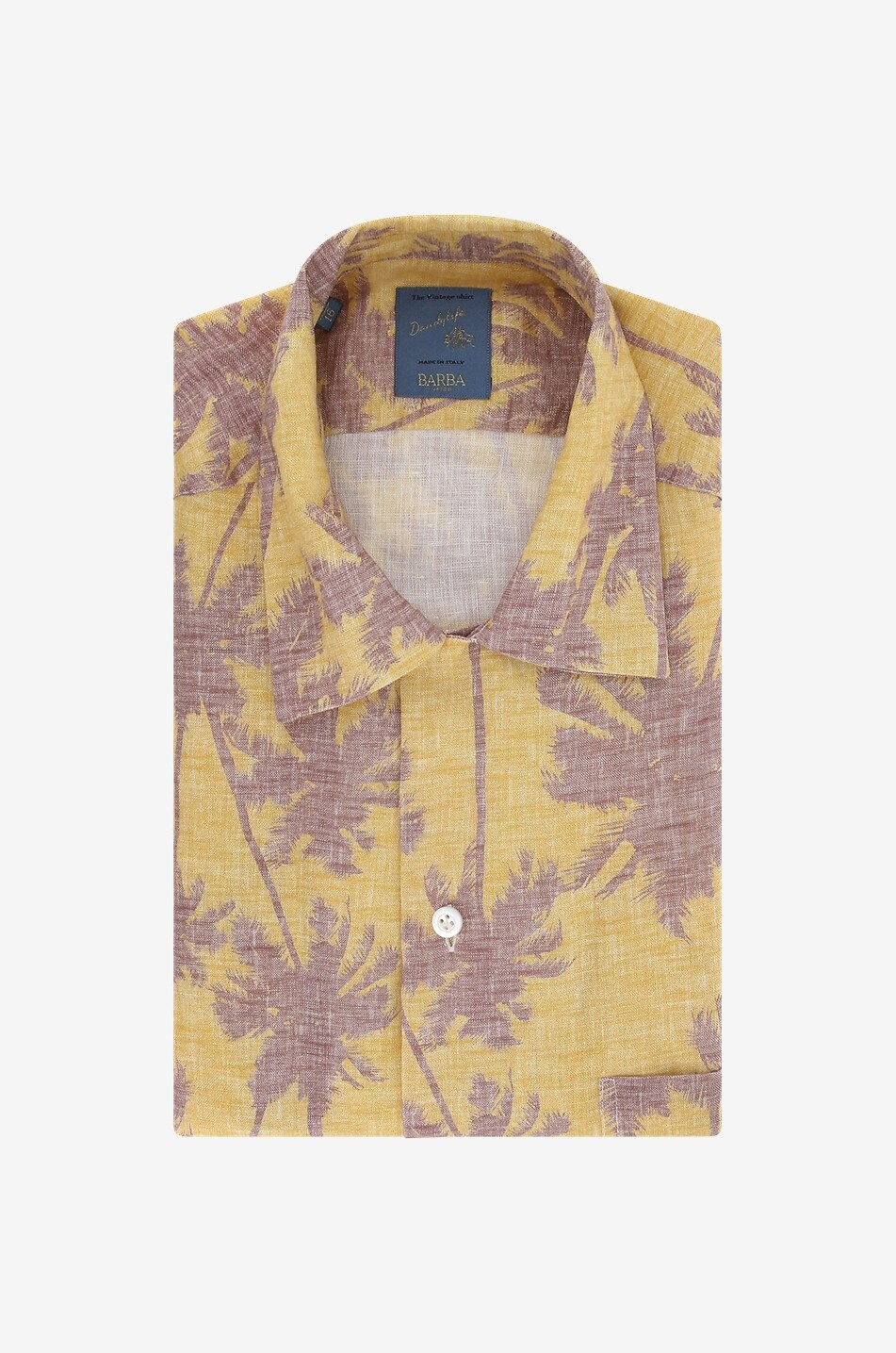 BARBA Kurzärmeliges Hemd aus Leinen mit Palmenprint Dandylife Herren MITTELGELB 1