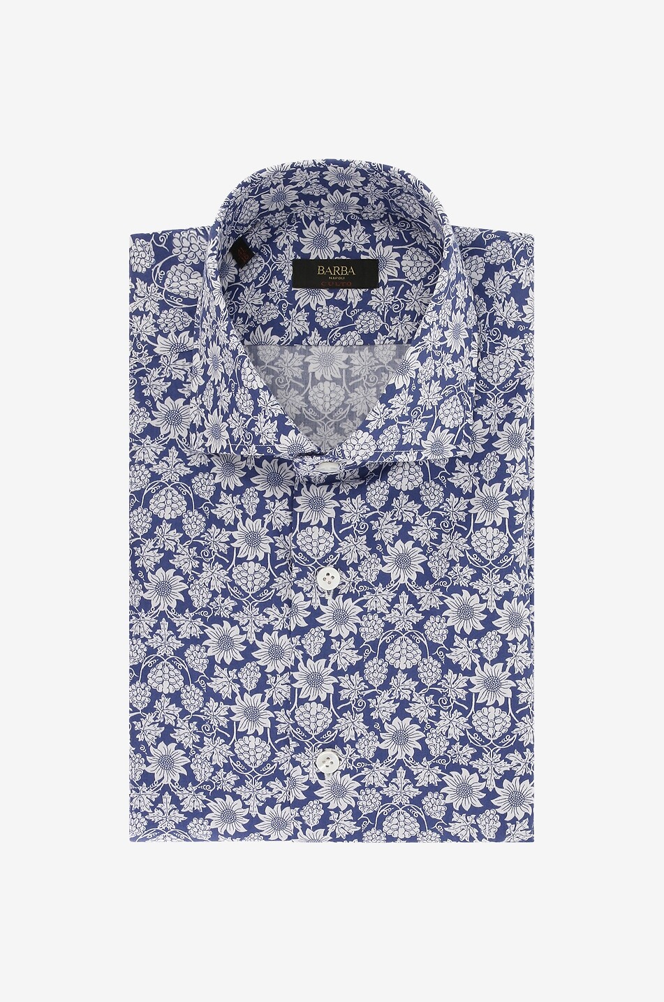 Flower printed cotton long-sleeved shirt