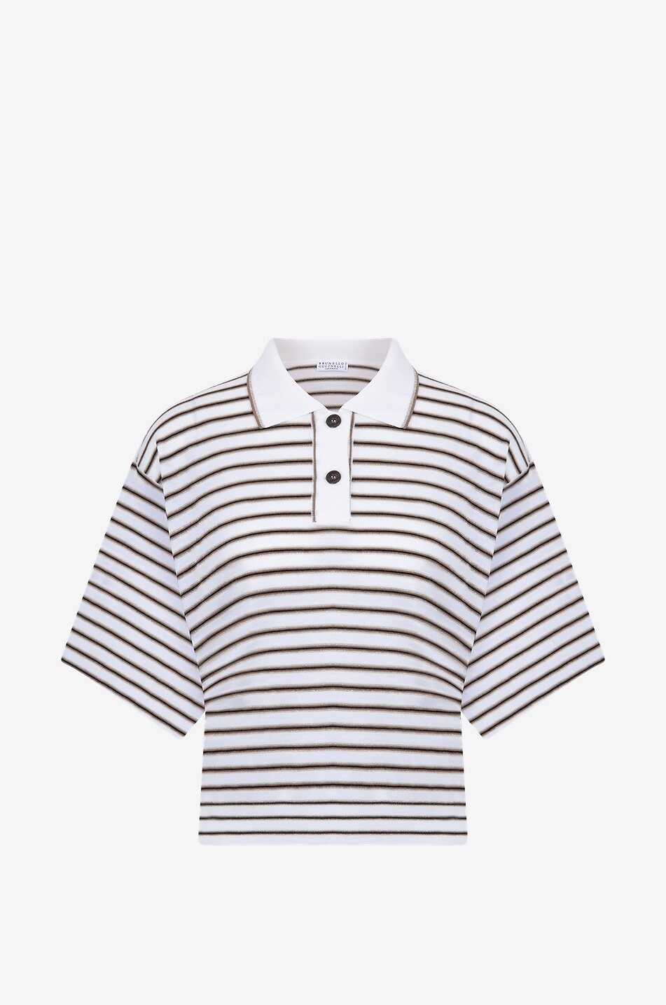 BRUNELLO CUCINELLI Sparkling Stripe wool and cashmere knit polo shirt Women MULTI COLOURED 1