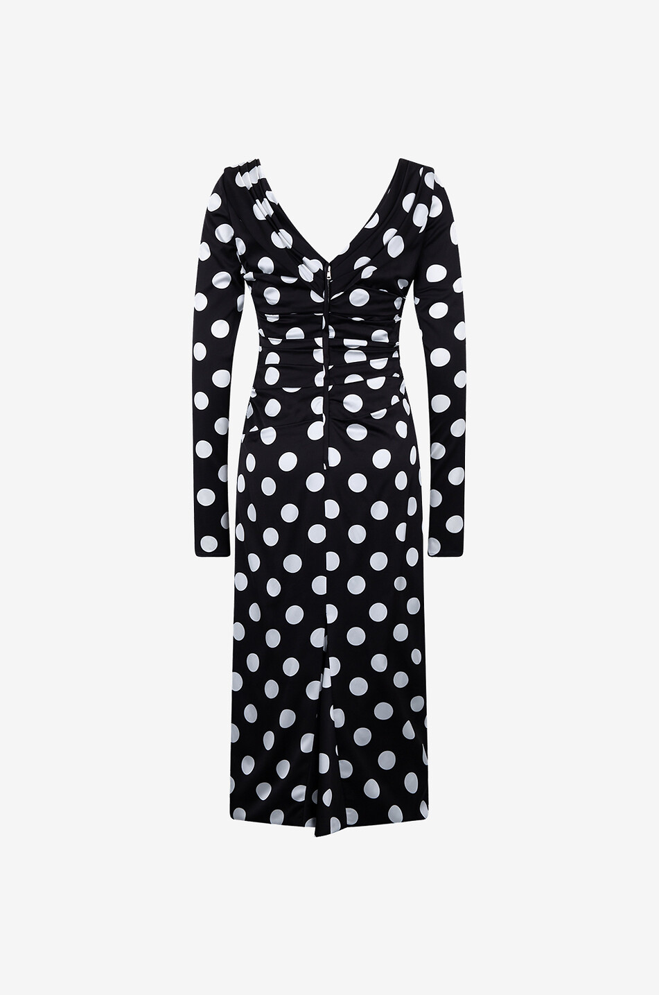 DOLCE & GABBANA Polka dot printed satin midi sheath dress Women BLACK 2