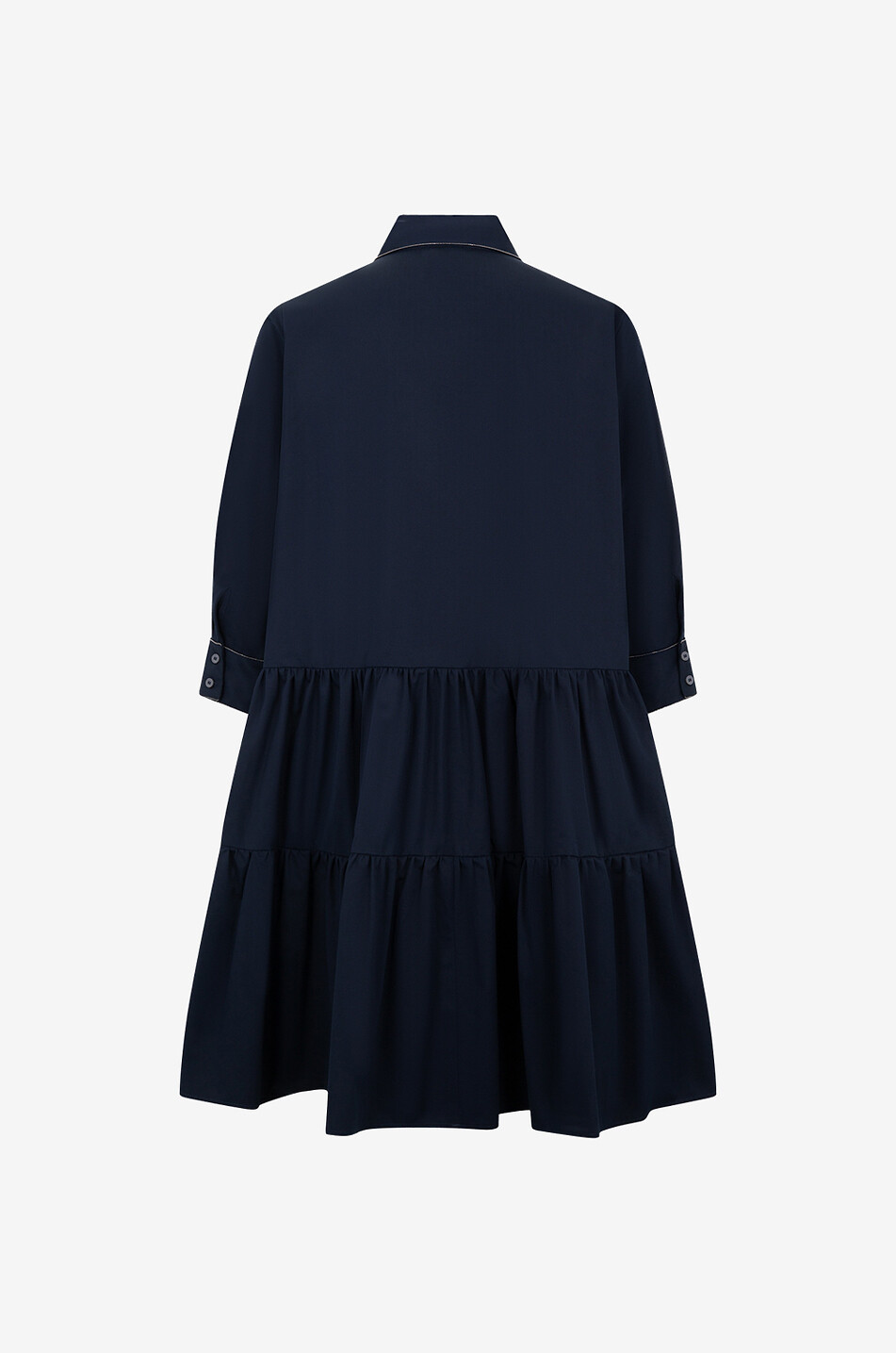 Midi-Hemdkleid aus Popeline mit Stufenvolants
