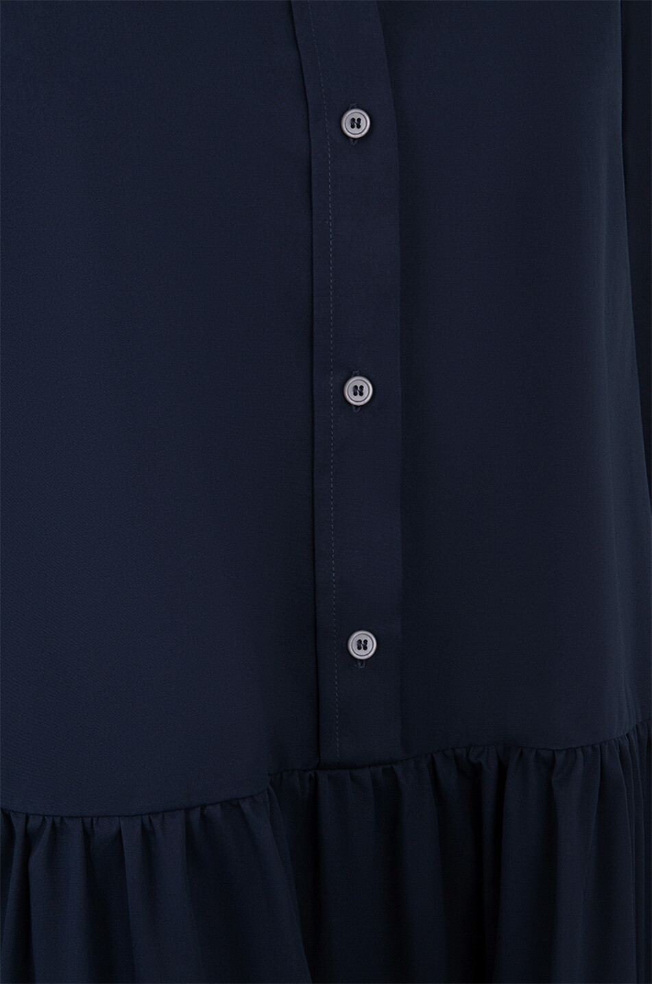 Robe chemise midi à volants étagés en popeline