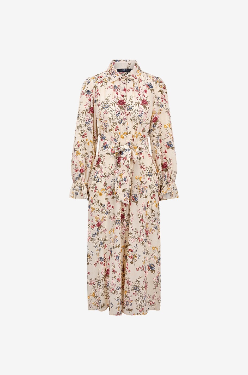 Geblümtes Seiden-Midihemdkleid Ciad