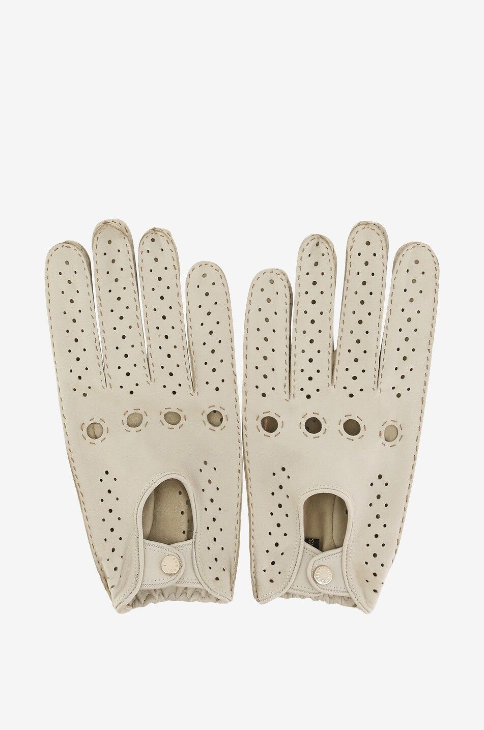 PIERO RESTELLI Perforated deer leather gloves Men EGGSHELL 1