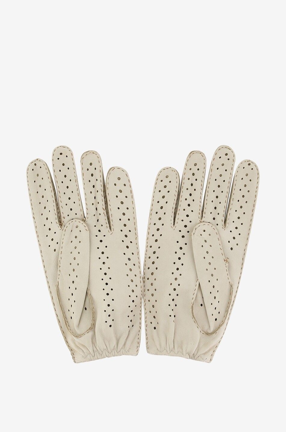 PIERO RESTELLI Perforated deer leather gloves Men EGGSHELL 2