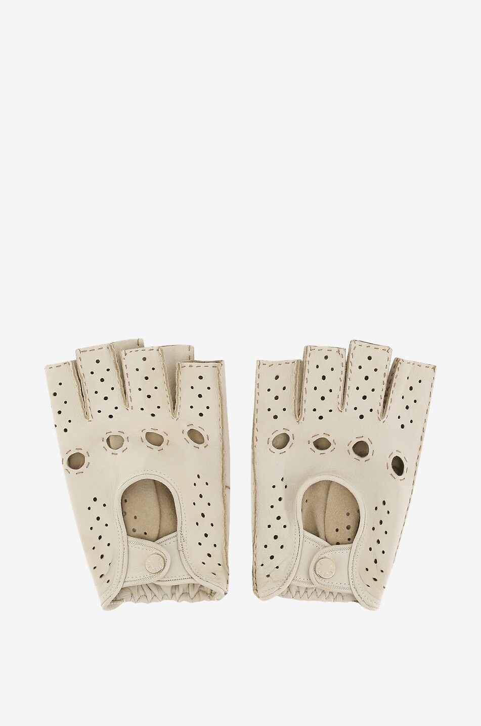 PIERO RESTELLI Mitaines ajourées en cuir de cerf Homme BLANC CASSE 1