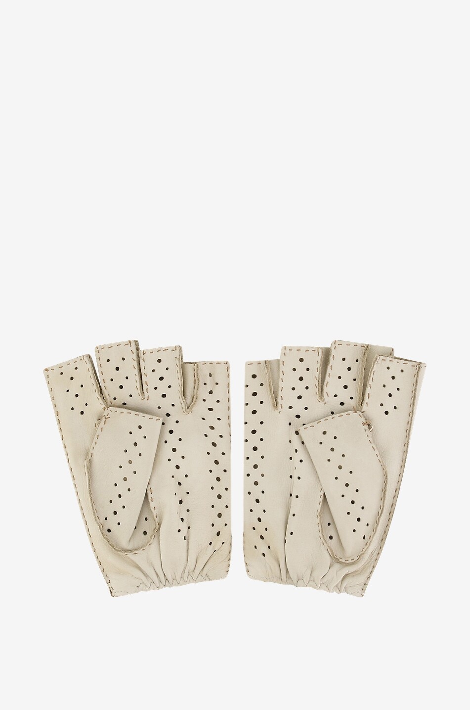 PIERO RESTELLI Mitaines ajourées en cuir de cerf Homme BLANC CASSE 2