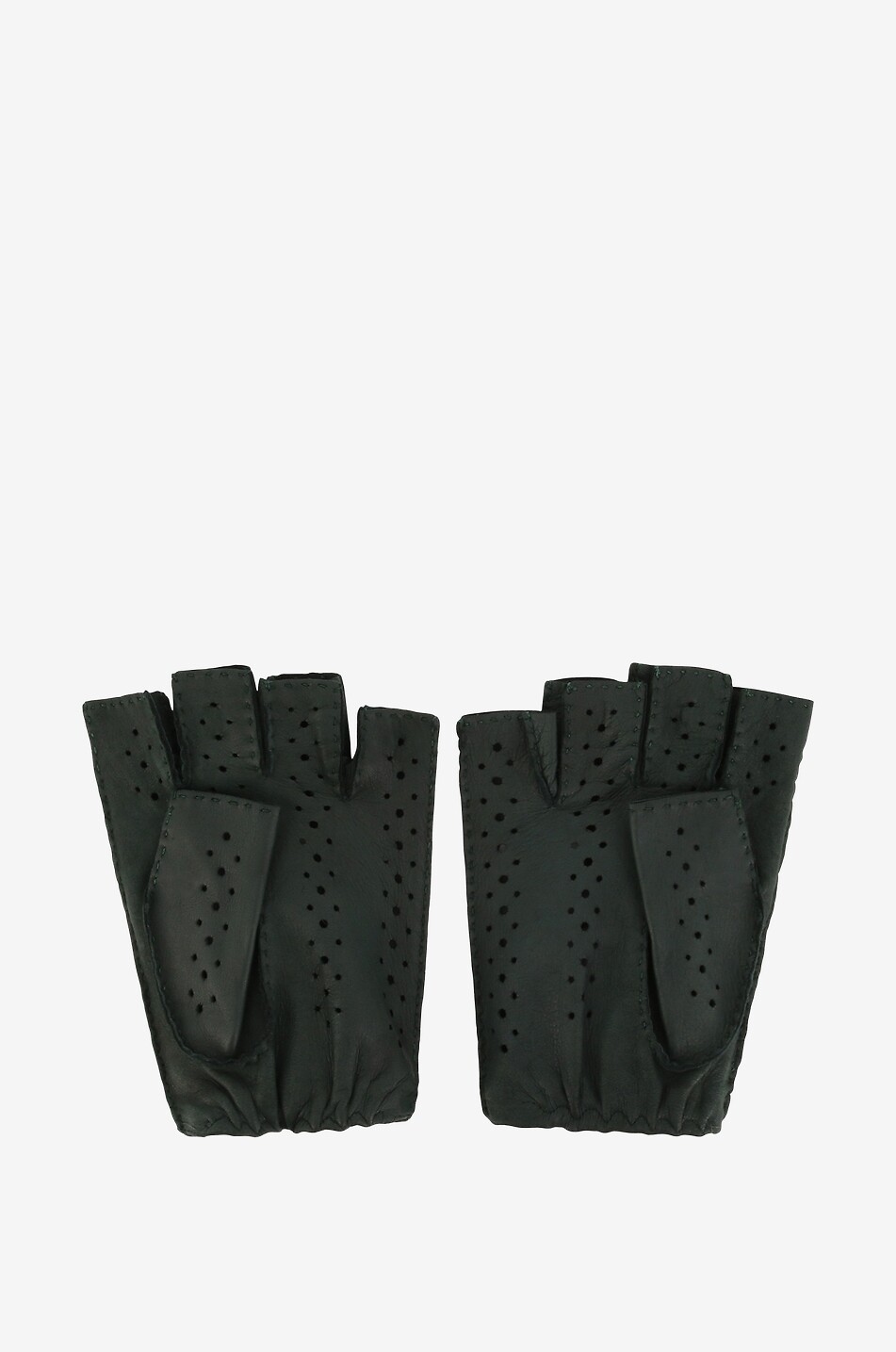 PIERO RESTELLI Fingerlose Handschuhe aus perforiertem Hirschleder Herren DUNKELGRÜN 2