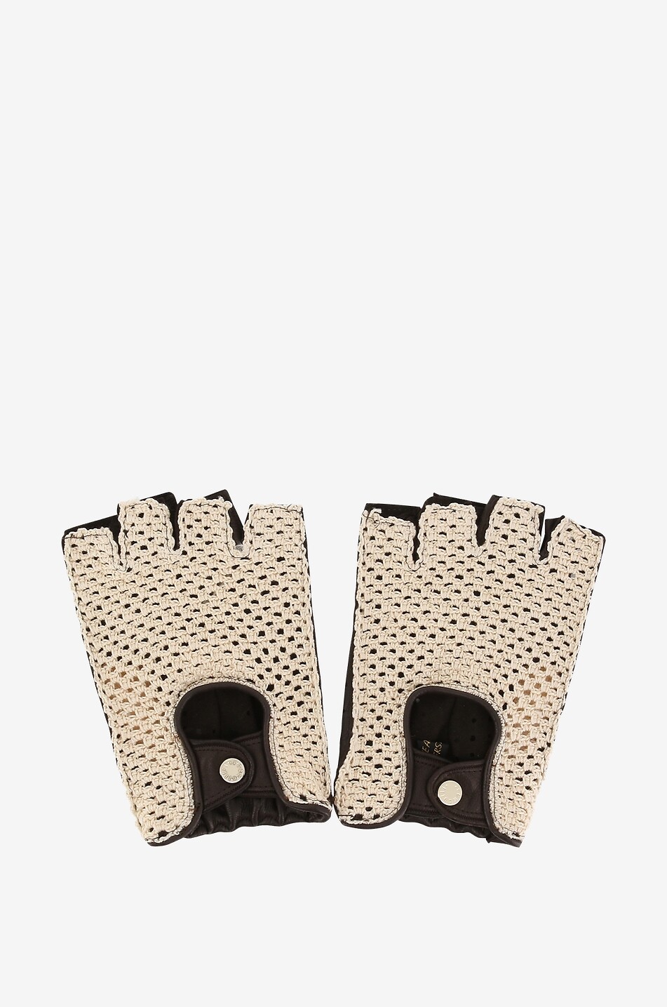 PIERO RESTELLI Zweifarbige fingerlose Handschuhe aus Hirschleder Herren DUNKELBRAUN 1