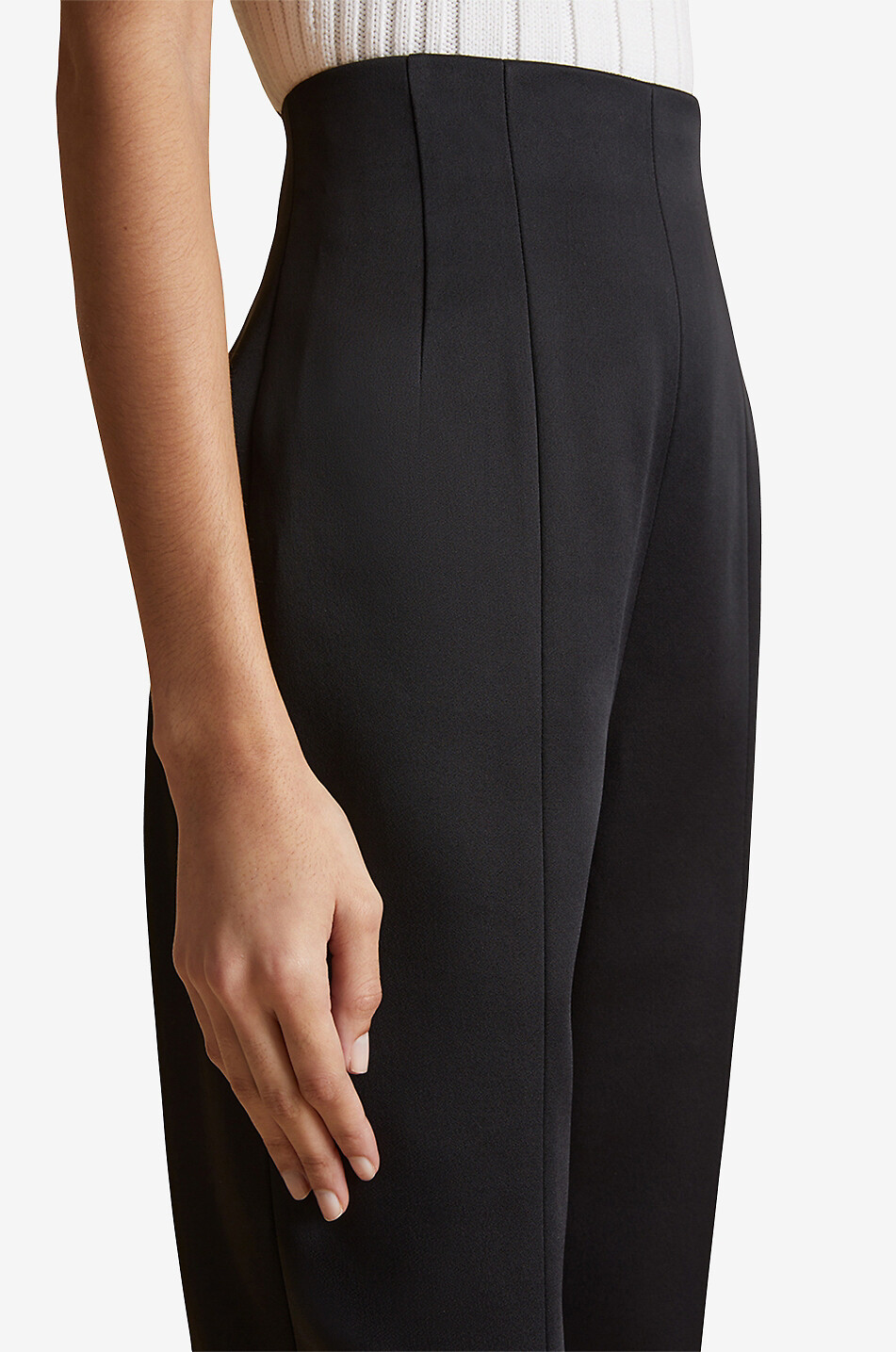 KHAITE The Lenn high-rise cigarette satin trousers Women BLACK 4