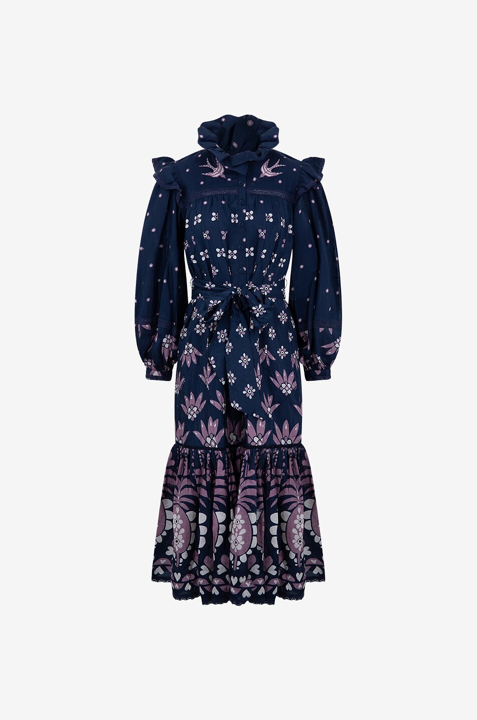 Bedrucktes Midikleid mit Spitze Ainika Martina