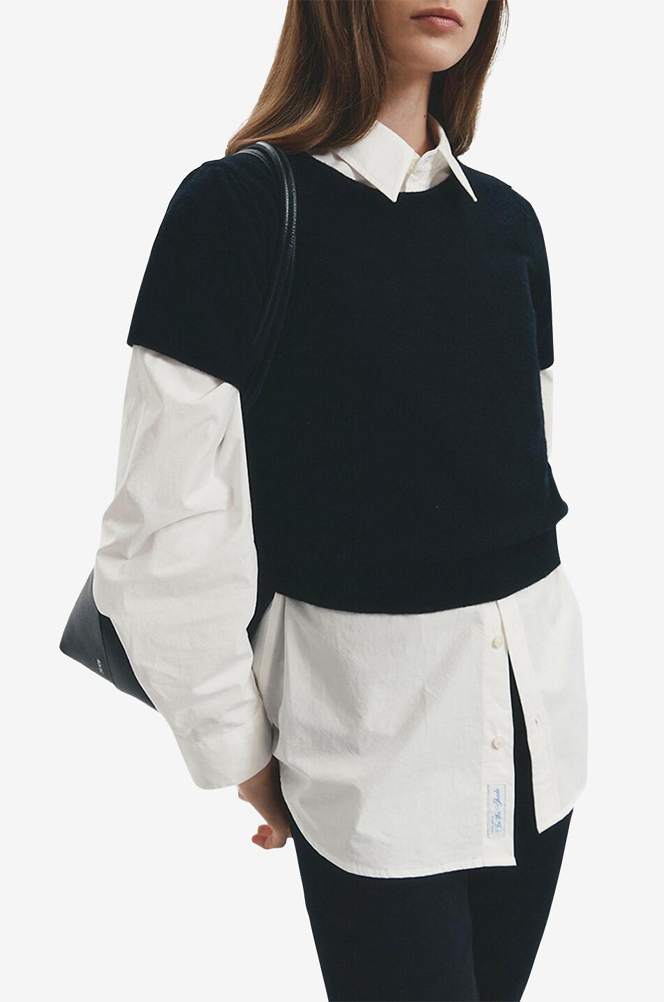 DUNST Kurzarm-Woll-Stricktop Damen SCHWARZ 5