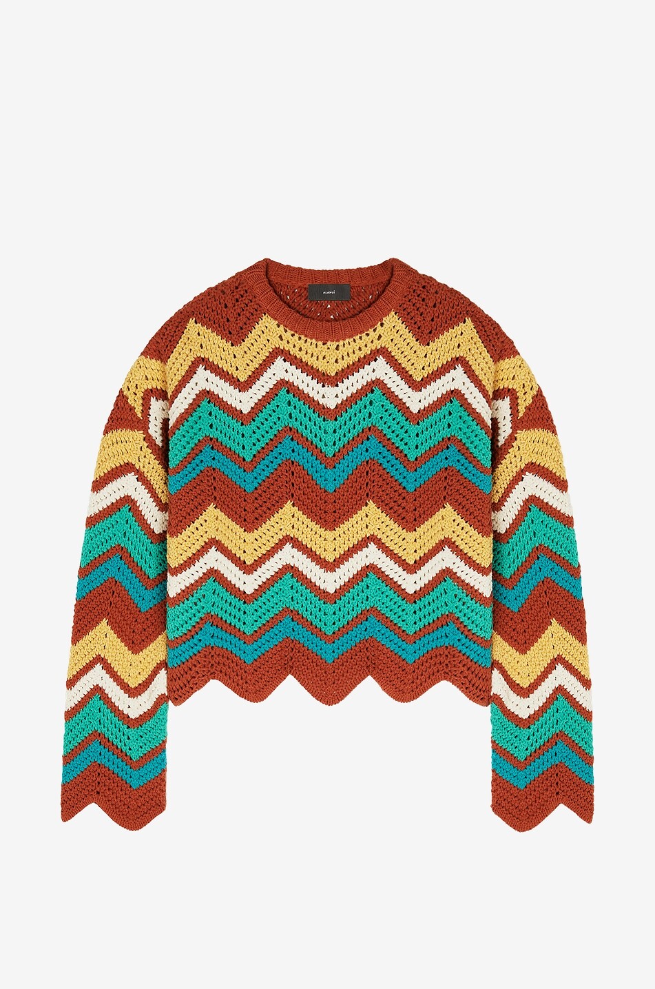 Verkürzter Häkelpullover Kaleidoscopic Chevron