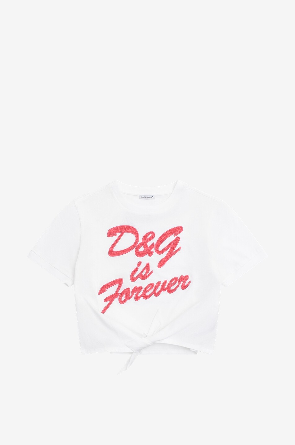 DOLCE & GABBANA T-shirt fille détail à nouer D&G is Forever Fille BLANC 1