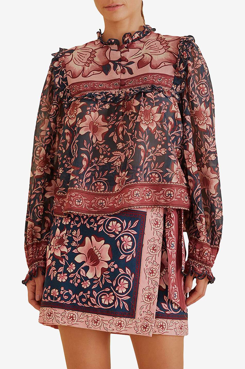 FARM RIO Ainika Charm printed voile blouse Women PURPLE 3