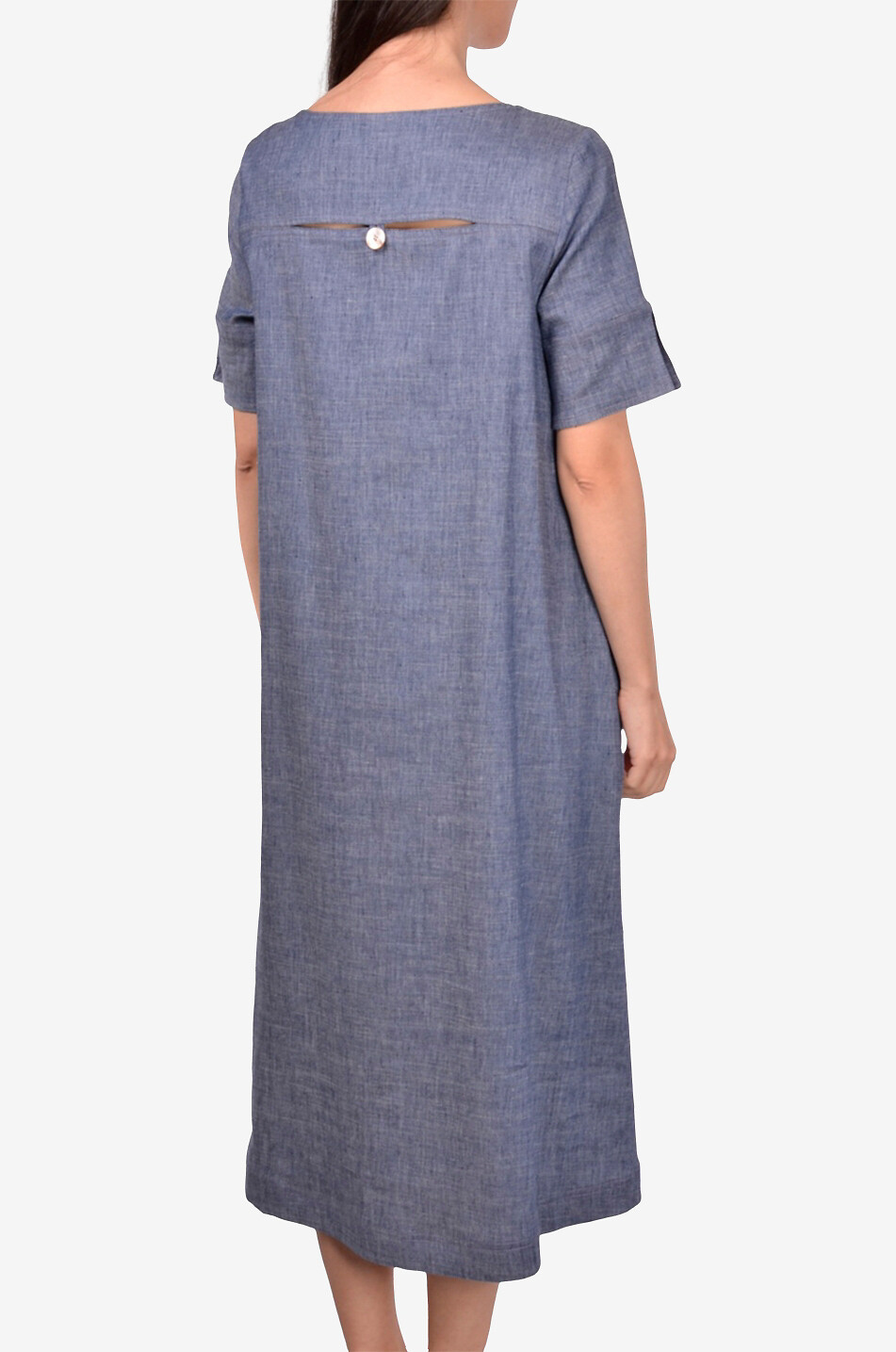 GRAN SASSO Robe tunique ample midi en coton et lin Femme BLEU 5
